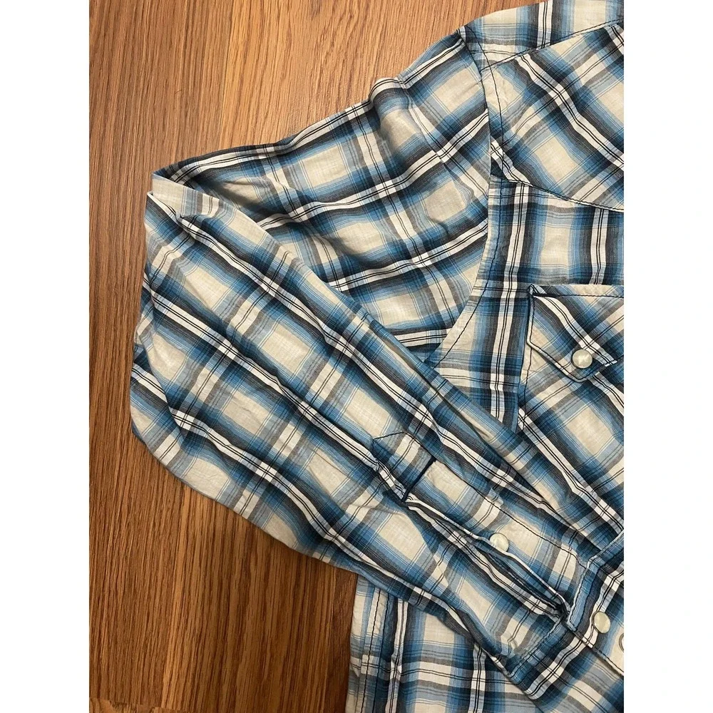 True Religion Ricky Western Shirt Mens XL Pearl Snap Plaid